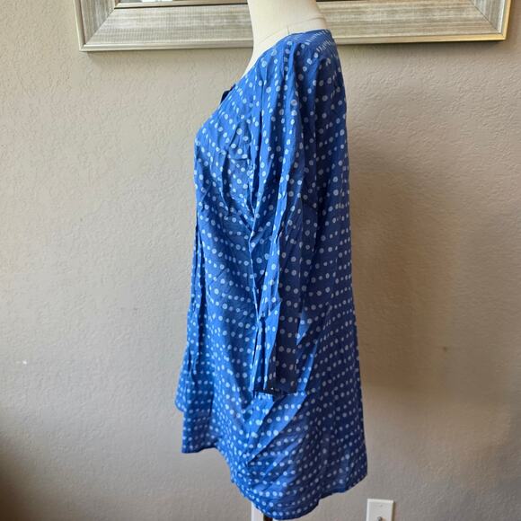 Gudrun Sjöden Women Organic Cotton Polka Dot Button Front Tunic Top‎ Size M Blue - Picture 3 of 6
